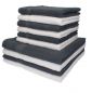 Preview: Betz Lot de 10 serviettes Palermo couleur blanc et gris anthracite 6 serviettes de toilette 4 draps de bain