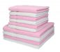 Preview: 10 piezas set toallas de mano/ducha serie Palermo color blanco y rosa 100% algodon 6 toallas de mano 50x100cm 4 toallas ducha 70x140cm de Betz