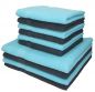 Preview: Lot de 10 serviettes Palermo couleur gris anthracite et turquoise, 6 serviettes de toilette, 4 serviettes de bain de Betz