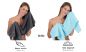 Preview: Lot de 10 serviettes Palermo couleur gris anthracite et turquoise, 6 serviettes de toilette, 4 serviettes de bain de Betz