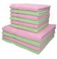 Preview: Betz 10-tlg. Handtuch-Set PALERMO 100%Baumwolle 4 Duschtücher 6 Handtücher Farbe grün und rosé