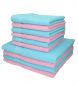 Preview: 10 Piece Hand Bath Towel Set PALERMO colour: rose & turquoise size: 50x100 cm 70x140 cm by Betz