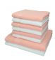 Preview: Lot de 8 serviettes Palermo couleur blanc et abricot, 6 serviettes de toilette, 2 serviettes de bain de Betz