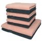 Preview: Lot de 8 serviettes Palermo couleur gris anthracite et abricot, 6 serviettes de toilette, 2 serviettes de bain de Betz