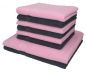 Preview: Betz Juego de 8 toallas PALERMO 100% algodón gris antracita y rosa