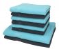 Preview: Lot de 8 serviettes Palermo couleur gris anthracite et turquoise, 6 serviettes de toilette, 2 serviettes de bain de Betz