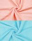 Preview: Lot de 8 serviettes Palermo couleur turquoise et abricot, 6 serviettes de toilette, 2 serviettes de bain de Betz