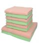 Preview: Betz 8 piezas set toallas de mano/ducha serie Palermo color albaricoque y verde 100% algodon 6 toallas de mano 50x100cm 2 toallas ducha 70x140cm de Betz