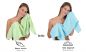 Preview: Lot de 8 serviettes Palermo couleur turquoise et vert, 6 serviettes de toilette, 2 serviettes de bain de Betz
