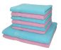 Preview: 8 Piece Hand Bath Towel Set PALERMO colour: rosé & turquoise size: 50x100 cm 70x140 cm by Betz