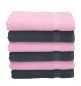 Preview: 6 unidades toallas de mano serie Palermo 100% algodon color gris antracita y rosa 6 toallas tamaño 50x100 cm de Betz