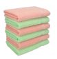 Preview: Set di 6 asciugamani 50 x 100 cm Palermo di Betz, 100 % cotone, colore albicocca e verde