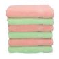 Preview: Lot de 6 serviettes Palermo couleur vert et abricot, qualité 360 g/m², 6 serviettes de toilette 50 x 100 cm 100% coton de Betz