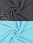 Preview: Lot de 2 serviettes Palermo taille 70 x 140 cm couleur gris anthracite et turquoise de Betz