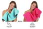 Preview: Lot de 8 serviettes/Set de sauna "Deluxe", couleur fuchsia et turquoise, qualité 430 g/m², 2 draps de plage 90 x 140 cm, 2 serviettes de bain 70 x 120 cm, 2 serviettes de toilette 50 x 85 cm, 2 lavettes 30 x 30 cm de BETZ