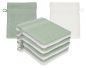 Preview: Betz Paquete de 10 manoplas de baño PREMIUM 100% algodón 16x21 cm verde heno y blanco