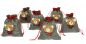 Preview: Betz 6 Stück Geschenksäckchen Stoffgeschenksack Geschenkbeutel grau/rot mit Bär Größe: 14 x 17 cm