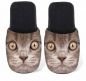 Preview: Betz Pantoufles de bain en jersey pour femme  chaussons mules TÊTE DE CHAT MARRON