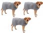 Preview: Betz 3er Hundehandtuch Mantel aus Baumwolle mit Klettverschluss – 100 % Baumwolle - Saugstark - Farbe Grau Größe XL