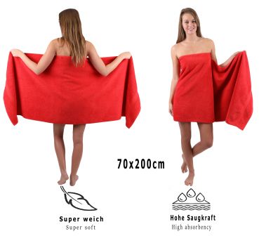 Betz Juego de tres piezas de toallas de sauna PREMIUM 1 toalla de sauna (70x200 cm) y 2 toallas de mano (50x100 cm) de color rojo