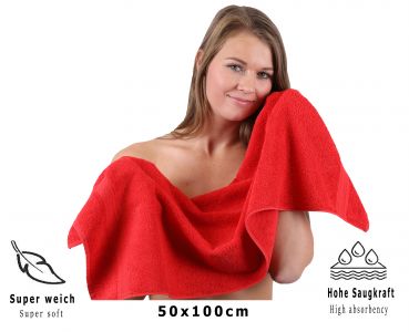 Betz Juego de tres piezas de toallas de sauna PREMIUM 1 toalla de sauna (70x200 cm) y 2 toallas de mano (50x100 cm) de color rojo