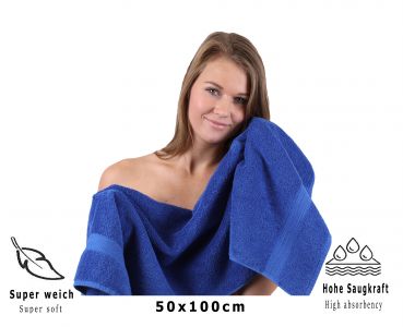 Betz 3-tlg. Saunatuch XXL Set PREMIUM 100%Baumwolle 1 Saunatuch 2 Handtücher  Farbe royal blau