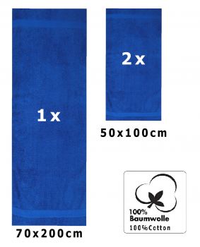 Betz 3-tlg. Saunatuch XXL Set PREMIUM 100%Baumwolle 1 Saunatuch 2 Handtücher  Farbe royal blau