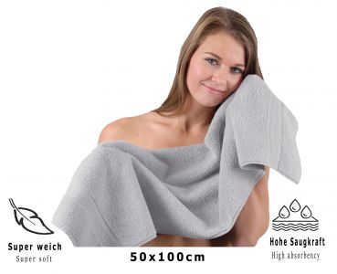 Betz Juego de tres piezas de toallas de sauna PREMIUM 1 toalla de sauna (70x200 cm) y 2 toallas de mano (50x100 cm) de color gris plata