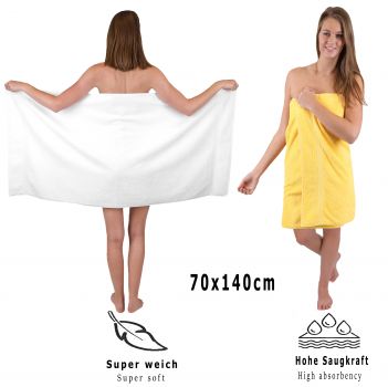 Betz Juego de seis piezas de toallas PREMIUM 2 toallas de baño (70x140cm), 4 toallas (50x100cm) de color amarillo y blanco