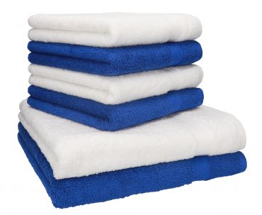 Betz set di 6 asciugamani in spugna Premium colore: bianco e blu reale 2 asciugamani da doccia 70x140 cm 4 asciugamani 50 x 100 cm, 100% cotone
