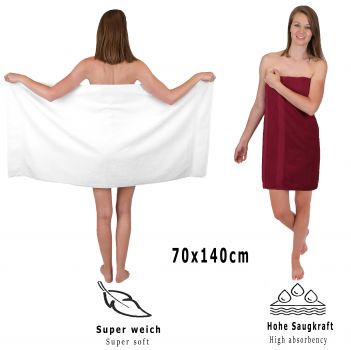 Betz 6-tlg. Handtuch-Set PREMIUM 100% Baumwolle 2 Duschtücher 4 Handtücher Farbe dunkelrot und weiß