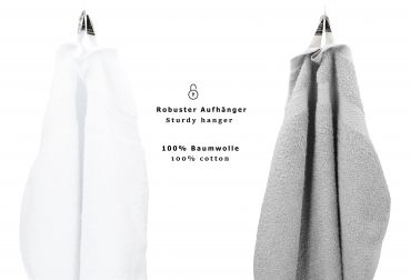 Betz 6-tlg. Handtuch-Set PREMIUM 100% Baumwolle 2 Duschtücher 4 Handtücher Farbe silbergrau und weiß