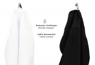 Betz 6-tlg. Handtuch-Set PREMIUM 100% Baumwolle 2 Duschtücher 4 Handtücher Farbe schwarz und weiß