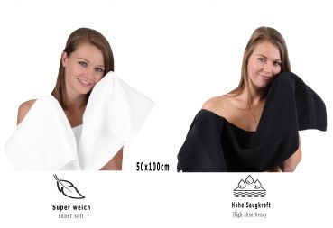 Betz 4 Piece Towel Set PREMIUM 100% Cotton 4 hand towels Colour: black & white