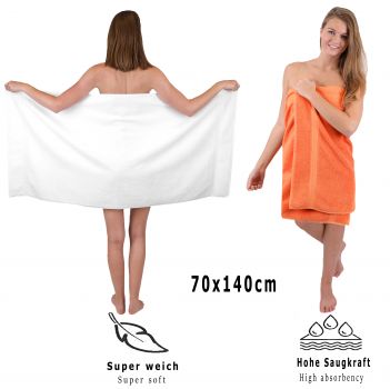 Betz Juego de seis piezas de toallas PREMIUM 2 toallas de baño (70x140cm) y 4 toallas (50x100cm) de color naranja y blanco, calidad 470g/m²