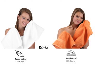 Betz Juego de seis piezas de toallas PREMIUM 2 toallas de baño (70x140cm) y 4 toallas (50x100cm) de color naranja y blanco, calidad 470g/m²