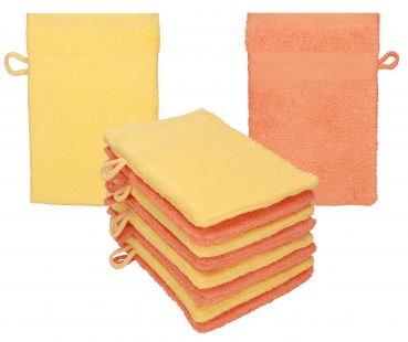 Betz set di 10 guanti da bagno PREMIUM 100 % cotone misure 16 x 21 cm giallo miele - arancio sanguinello