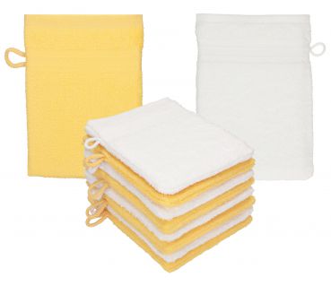 Betz Pack of 10 Wash Mitts PREMIUM 100% Cotton 16x21 cm honey - white