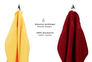 Betz Juego de 10 toallas CLASSIC 100% algodón 2 toallas de baño 4 toallas de lavabo 2 toallas de tocador 2 toallas faciales amarillo y rojo oscuro