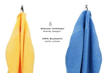 Betz Set di 10 asciugamani Classic-Premium 2 lavette 2 asciugamani per ospiti 4 asciugamani 2 asciugamani da doccia 100 % cotone colore giallo e azzurro