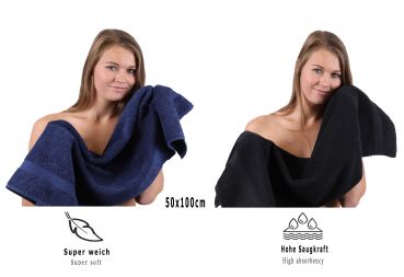 Betz Set di 10 asciugamani Classic-Premium 2 lavette 2 asciugamani per ospiti 4 asciugamani 2 asciugamani da doccia 100 % cotone colore blu scuro e nero
