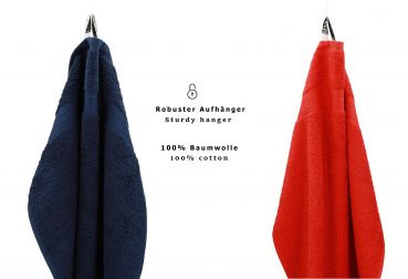 Betz Set di 10 asciugamani Classic-Premium 2 lavette 2 asciugamani per ospiti 4 asciugamani 2 asciugamani da doccia 100 % cotone colore blu scuro e rosso