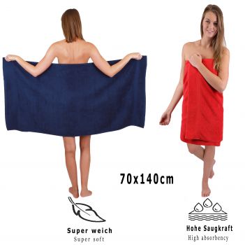 Betz 10 Piece Towel Set CLASSIC 100% Cotton 2 Bath Towels 4 Hand Towels 2 Guest Towels 2 Face Cloths Colour: dark blue & red