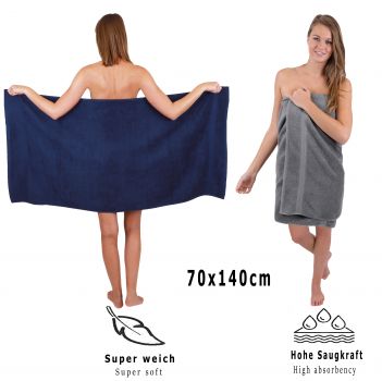Betz 10 Piece Towel Set CLASSIC 100% Cotton 2 Bath Towels 4 Hand Towels 2 Guest Towels 2 Face Cloths Colour: dark blue & anthracite