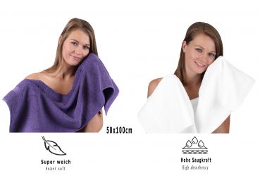 Betz 10 Piece Towel Set CLASSIC 100% Cotton 2 Bath Towels 4 Hand Towels 2 Guest Towels 2 Face Cloths Colour: purple & white