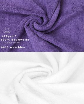 Betz Set di 10 asciugamani Classic-Premium 2 lavette 2 asciugamani per ospiti 4 asciugamani 2 asciugamani da doccia 100 % cotone colore lilla e bianco