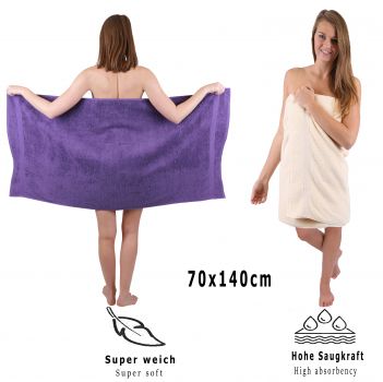Betz Set di 10 asciugamani Classic-Premium 2 lavette 2 asciugamani per ospiti 4 asciugamani 2 asciugamani da doccia 100 % cotone colore lilla e beige