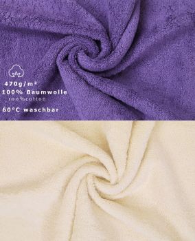 Betz 10 Piece Towel Set CLASSIC 100% Cotton 2 Bath Towels 4 Hand Towels 2 Guest Towels 2 Face Cloths Colour: purple & beige