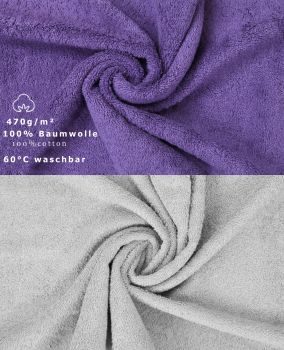 Betz 10 Piece Towel Set CLASSIC 100% Cotton 2 Bath Towels 4 Hand Towels 2 Guest Towels 2 Face Cloths Colour: purple & silver grey