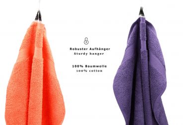 Betz 10-tlg. Handtuch-Set CLASSIC 100% Baumwolle 2 Duschtücher 4 Handtücher 2 Gästetücher 2 Seiftücher Farbe lila und orange